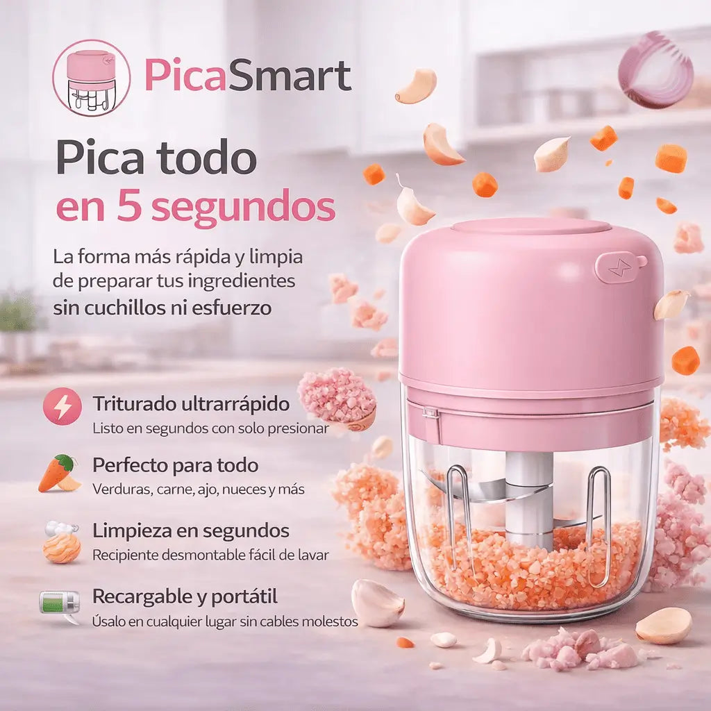 PicaSmart™ Mini Picadora Eléctrica — Pica Todo en 5 Segundos
