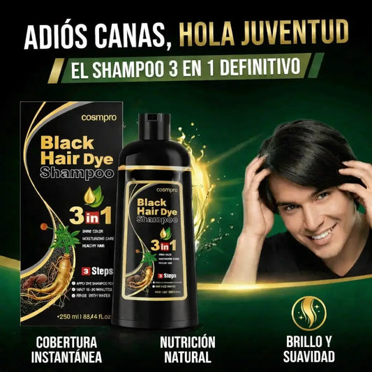 Black Hair™ | Shampoo 3-en-1 para Cubrir Canas y Revitalizar tu Cabello